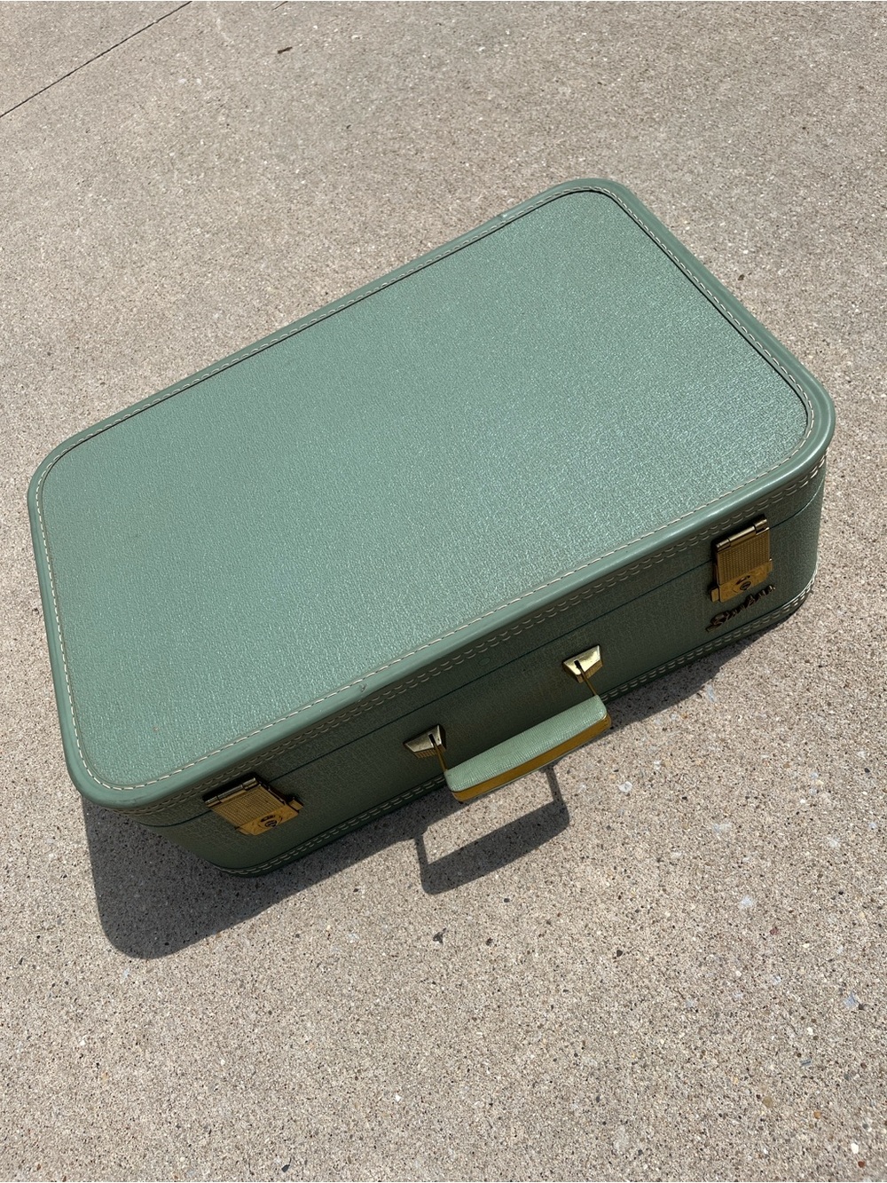 STARLINE Sage Green Vtg Suitcase Travel Case Baltimore Luggage Co. No Key